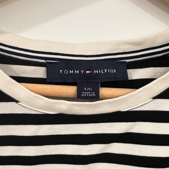 Tommy Hilfiger Black and White Striped Muscle Tee - Picture 3 of 5